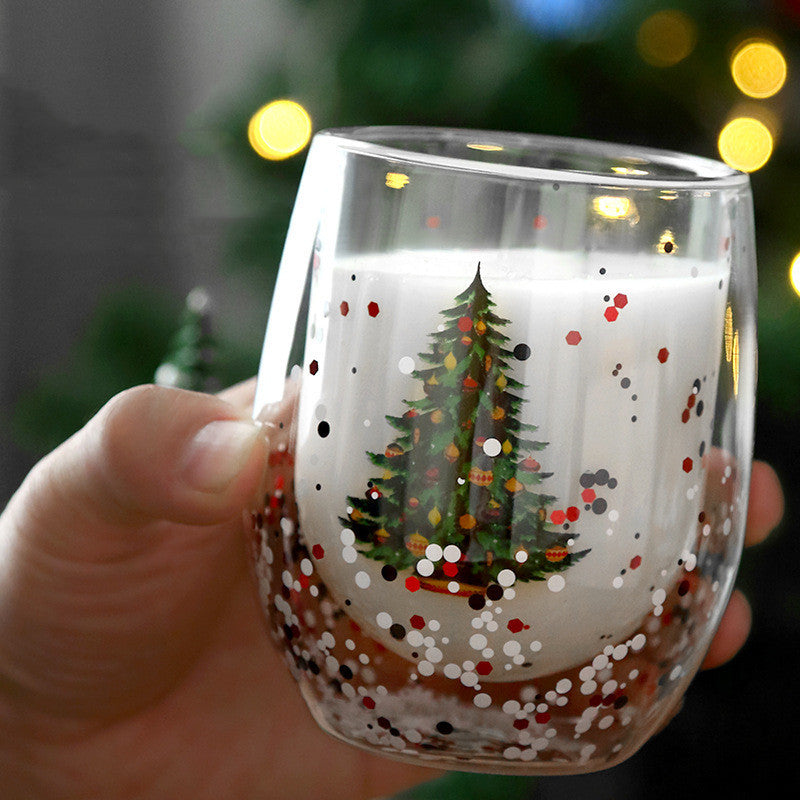 Tasse de Noël à Double Paroi – Arbre Scintillant, Résistante à la Chaleur et Pleine de Magie