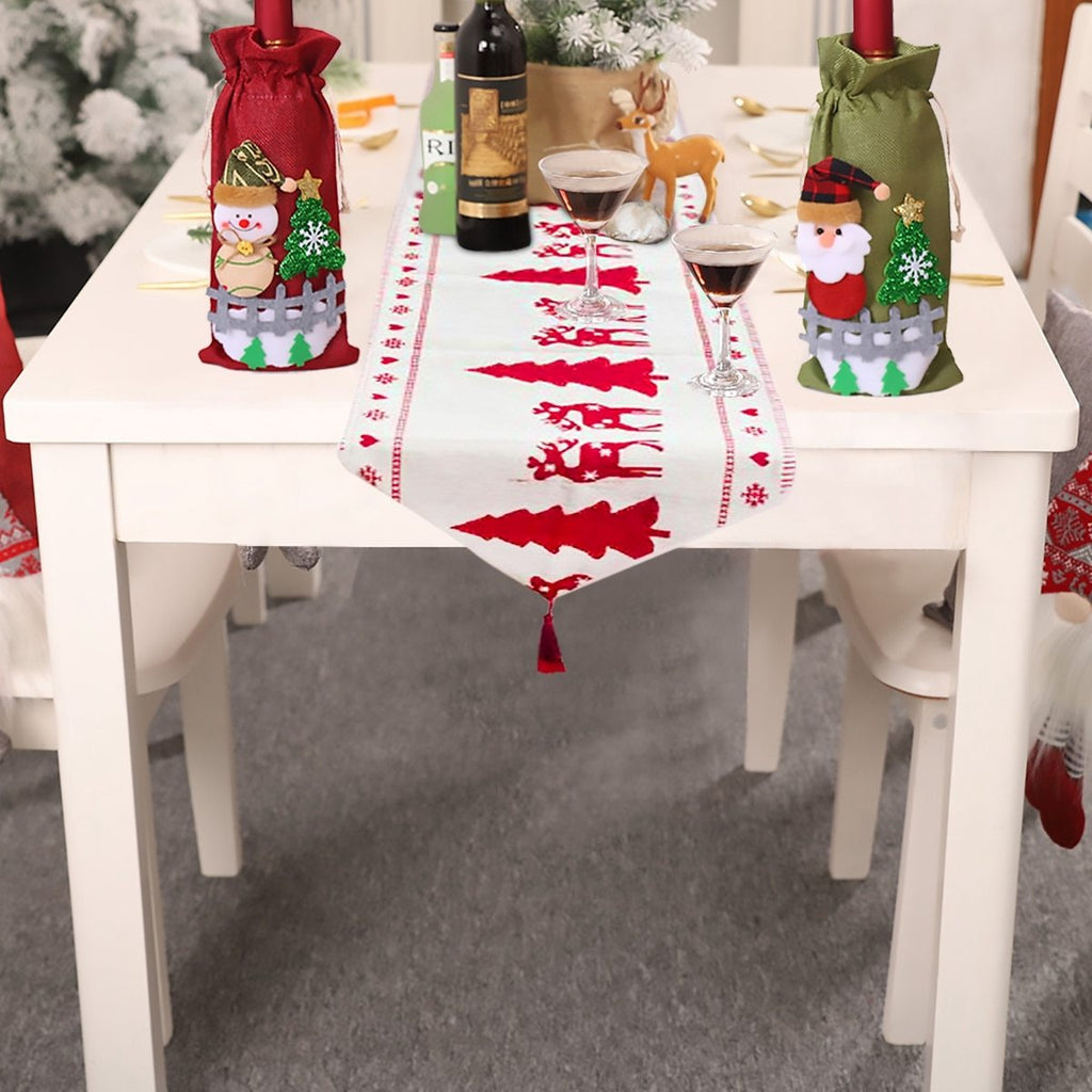 Chemin de Table de Noël en Coton – Broderie Festive pour Table et Décoration Hivernale
