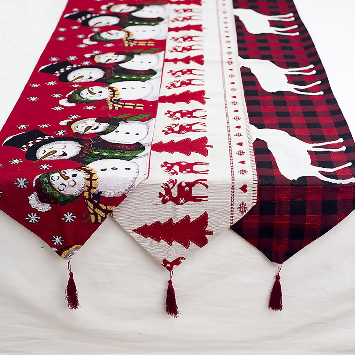 Chemin de Table de Noël en Coton – Broderie Festive pour Table et Décoration Hivernale