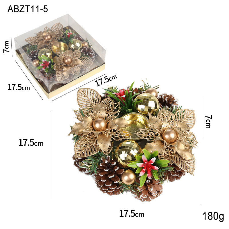Bougies et Bougeoirs de Noël – Couronne Métal, Pommes de Pin et Feuilles Artificielles pour Table de noël