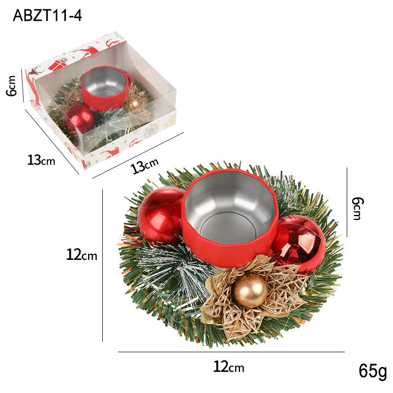 Bougies et Bougeoirs de Noël – Couronne Métal, Pommes de Pin et Feuilles Artificielles pour Table de noël