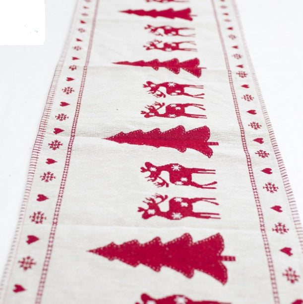 Chemin de Table de Noël en Coton – Broderie Festive pour Table et Décoration Hivernale
