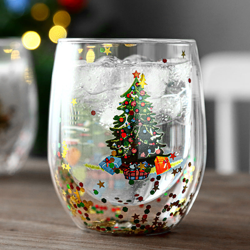Tasse de Noël à Double Paroi – Arbre Scintillant, Résistante à la Chaleur et Pleine de Magie