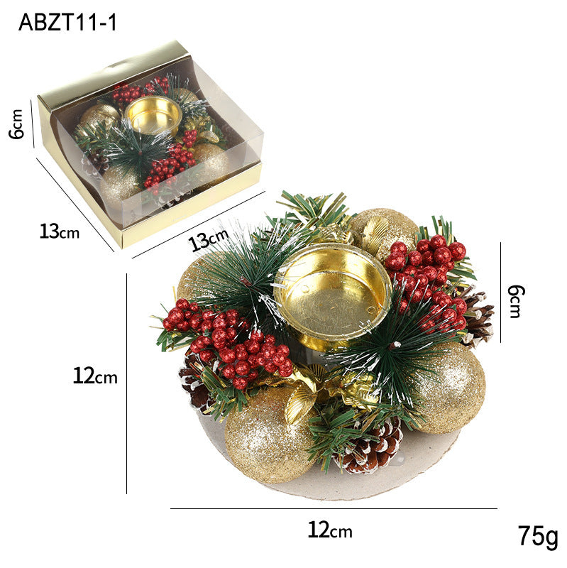 Bougies et Bougeoirs de Noël – Couronne Métal, Pommes de Pin et Feuilles Artificielles pour Table de noël