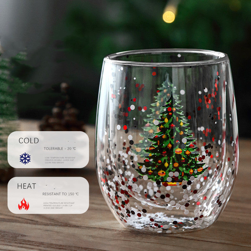 Tasse de Noël à Double Paroi – Arbre Scintillant, Résistante à la Chaleur et Pleine de Magie