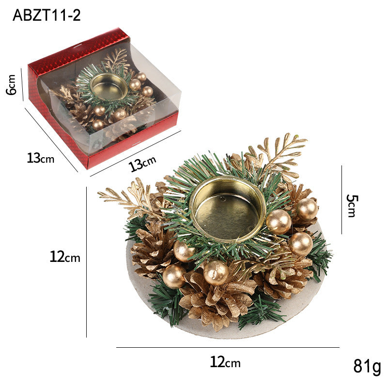 Bougies et Bougeoirs de Noël – Couronne Métal, Pommes de Pin et Feuilles Artificielles pour Table de noël