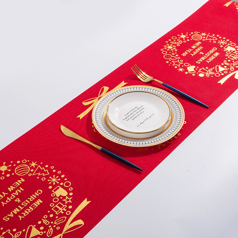 Chemin de Table de Noël en Coton – Broderie Festive pour Table et Décoration Hivernale
