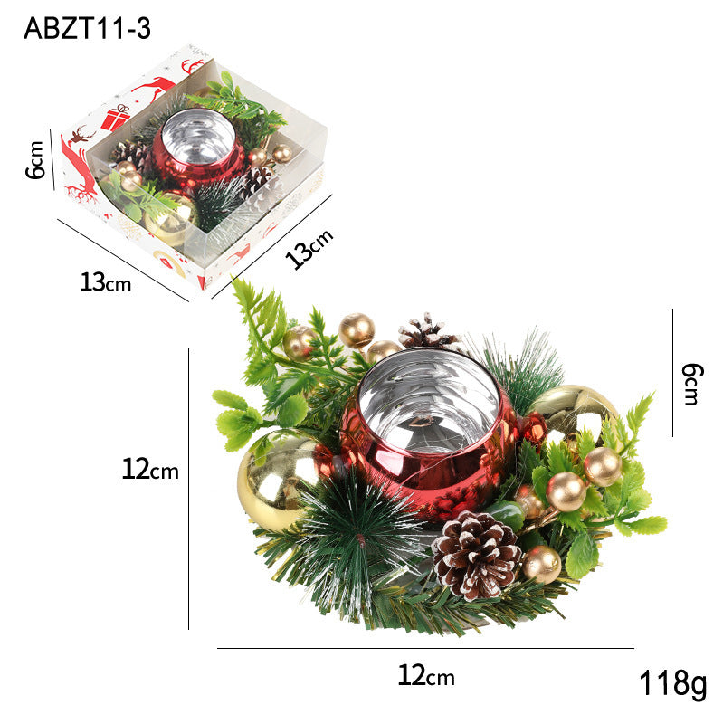 Bougies et Bougeoirs de Noël – Couronne Métal, Pommes de Pin et Feuilles Artificielles pour Table de noël